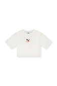 גילאי 4-16 חולצת קרופ טי לבנה עם לוגו PUMA KIDS