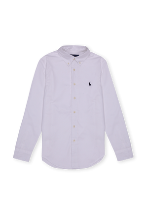 גילאי 8-18 חולצת פולו לבנה מכופתרת קלאסית POLO RALPH LAUREN KIDS