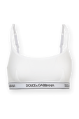 טופ בייסיק לבן עם רצועת לוגו DOLCE & GABBANA