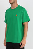 תמונת דוגמן קידמית של טישירט ירוקה עם לוגו רקום