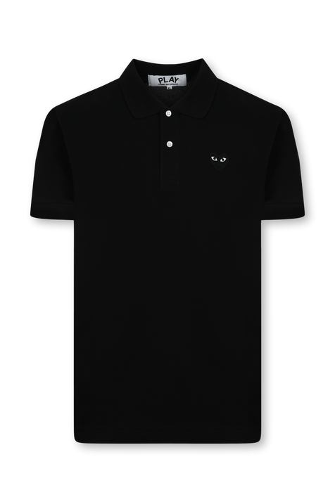 חולצת פולו שחורה עם לוגו לב רקום COMME des GARCONS