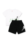 גילאי 2-4 סט קצר חולצה ומכנסיים בלבן ירוק ושחור JORDAN