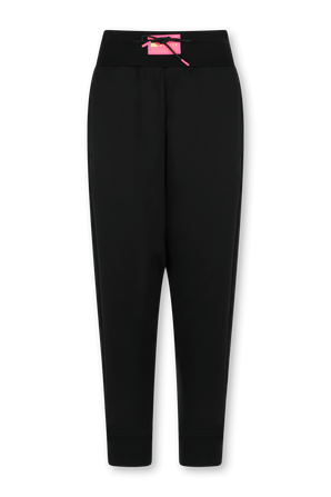 מכנסי טרנינג שחורים עם תגית לוגו ורודה HUGO