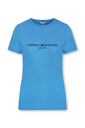 חולצת טי תכלת עם לוגו רקום TOMMY HILFIGER