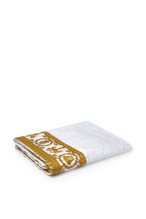 מגבת אמבטיה לוגומאנית לבנה עם הדפס בארוק VERSACE 