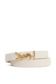 צמיד מונוגרמי מעור בצבע לבן SAINT LAURENT