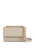 תמונה קידמית של Fleming Small Convertible Shoulder Bag in Beige