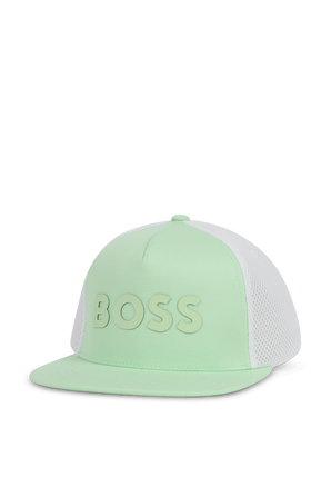 כובע בייסבול ממותג בגווני ירוק מנטה ולבן BOSS