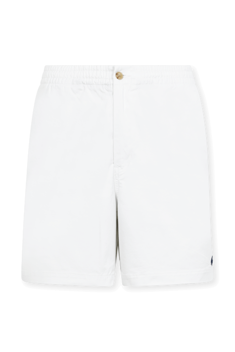 מכנסי ברמודה לבנים עם לוגו רקום
