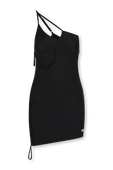 שמלת מיני א-סימטרית עם לוגו BALENCIAGA