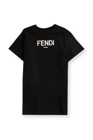 גילאי 8-12 שמלת טישירט לוגו בשחור FENDI KIDS