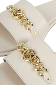 תמונת תקריב של Rina Logo Leather Slides in Cream