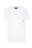 חולצת טי לבנה עם תגית אדומה HUGO
