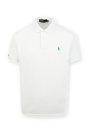 Knit Sleeve Cotton Polo Shirt in White POLO RALPH LAUREN