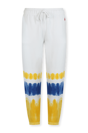 מכנסי טרניג עם נגיעות צבע בגוון לבן כחול וצהוב POLO RALPH LAUREN