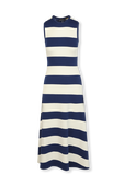 תמונה קידמית של Midi Dress With Stripes in Blue and White