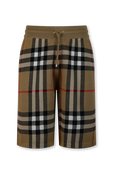 מכנסי ברמודה וינטג' עם הדפס משבצות מצמר ומשי BURBERRY