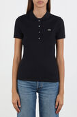 תמונת דוגמן קידמית של Ribbed Cotton Polo Shirt in Dark Blue