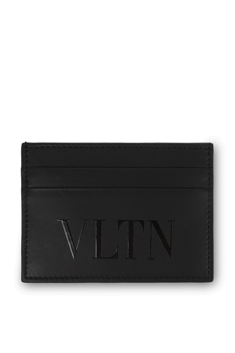 מחזיק כרטיסים מעור שחור עם לוגו מבריק VALENTINO GARAVANI