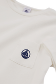 חולצת טי לבנה עם כיס צד - גילאי 6-12 PETIT BATEAU
