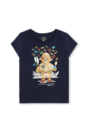 גילאי 5-7 חולצת דובי לוכד פרפרים בנייבי POLO RALPH LAUREN KIDS