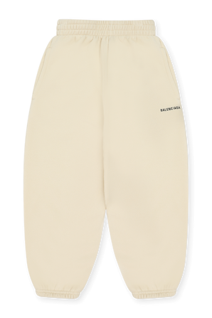 גילאי 2-10 מכנסי ג'וגר עם לוגו בצבע שמנת BALENCIAGA KIDS