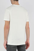 חולצת טי לבנה מכותנה עם דפוס לוגו אלכסוני DIESEL