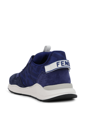 מידות 32-36 נעלי סניקרס מעור ממותגות בגוון כחול FENDI KIDS