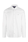 Slim Fit Stretch Cotton Shirt in White TOMMY HILFIGER