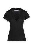 Rodeo V Neck Linen T- Shirt In Black IRO