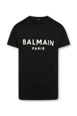 חולצת טי עם לוגו קונטרסטי בצבע שחור BALMAIN