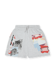 גילאי 6-12 מכנסי טרנינג קצרים אפורים עם הדפסים KENZO KIDS