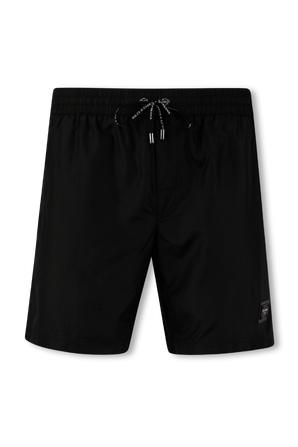 Logo Patch Swim Shorts in Black DOLCE & GABBANA