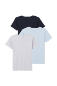 גילאי 3-12 מארז שלוש חולצות טי באפור, תכלת ושחור PETIT BATEAU