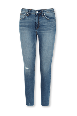 מכנסיים סקיני ג'ינס באורך הקרסול בשטיפה כחולה RAG & BONE