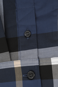 גילאי 3-12 חולצה מכופתרת ארוכה עם הדפס משבצות בגוון כחול BURBERRY