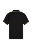 חולצת פולו שחורה עם עיטורי פסים FRED PERRY