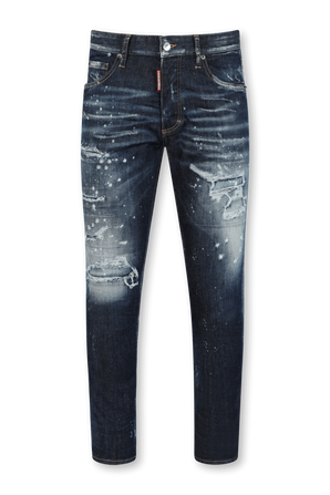 מכנסי ג'ינס עם קרעים בשטיפה כהה DSQUARED2