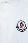 חולצת פולו לבנה עם לוגו רקום MONCLER