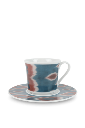 כוס פורצלן עם תחתית בהדפס גראפי כחול וחום ן LES OTTOMANS