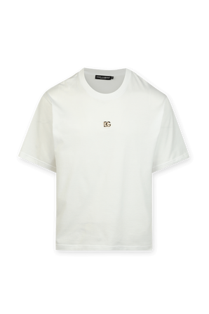 Gold Monogram Logo Tshirt in White DOLCE & GABBANA