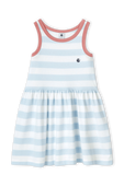 גילאי 2-5 שמלת מיני עם פסים בגווני תכלת ולבן PETIT BATEAU