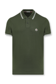 חולצת פולו ירוקה עם לוגו רקום MONCLER
