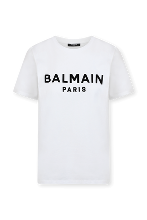 חולצת טי עם כיתוב ממותג בגוון לבן BALMAIN