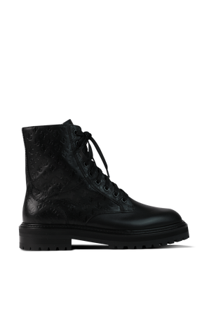 JC Monogram Logo Leather Boots in Black