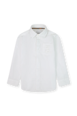 גילאי 3-14 חולצה מכופתרת לבנה עם כיס בצד החזה BURBERRY