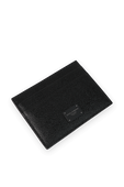 תמונת תקריב של Logo Leather Card Holder in Black