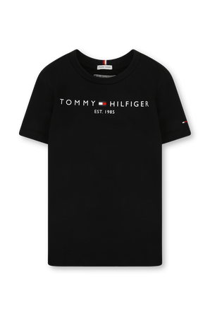 גילאי 8-16 חולצת טי שחורה עם הדפס לוגו TOMMY HILFIGER KIDS