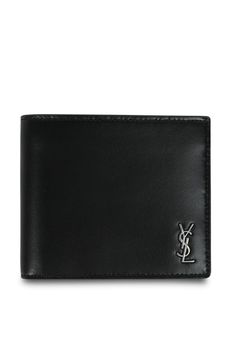 ארנק מעור חלק בגוון שחור SAINT LAURENT