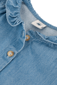 גילאי 18-36 חודשים חולצה מכופתרת קצרה בגוון כחול ג'ינס PETIT BATEAU